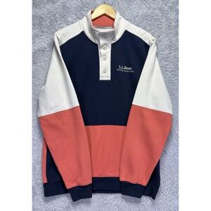 LL Bean‎ Mens Medium TALL 1912 Sweatshirt Colorblock 1/4 Button Pullover Preppy